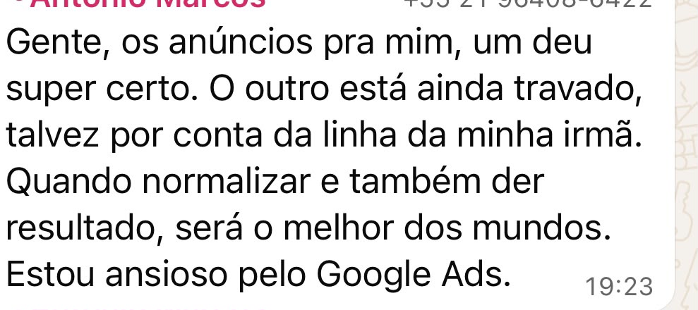 Print de depoimento no WhatsApp 1
